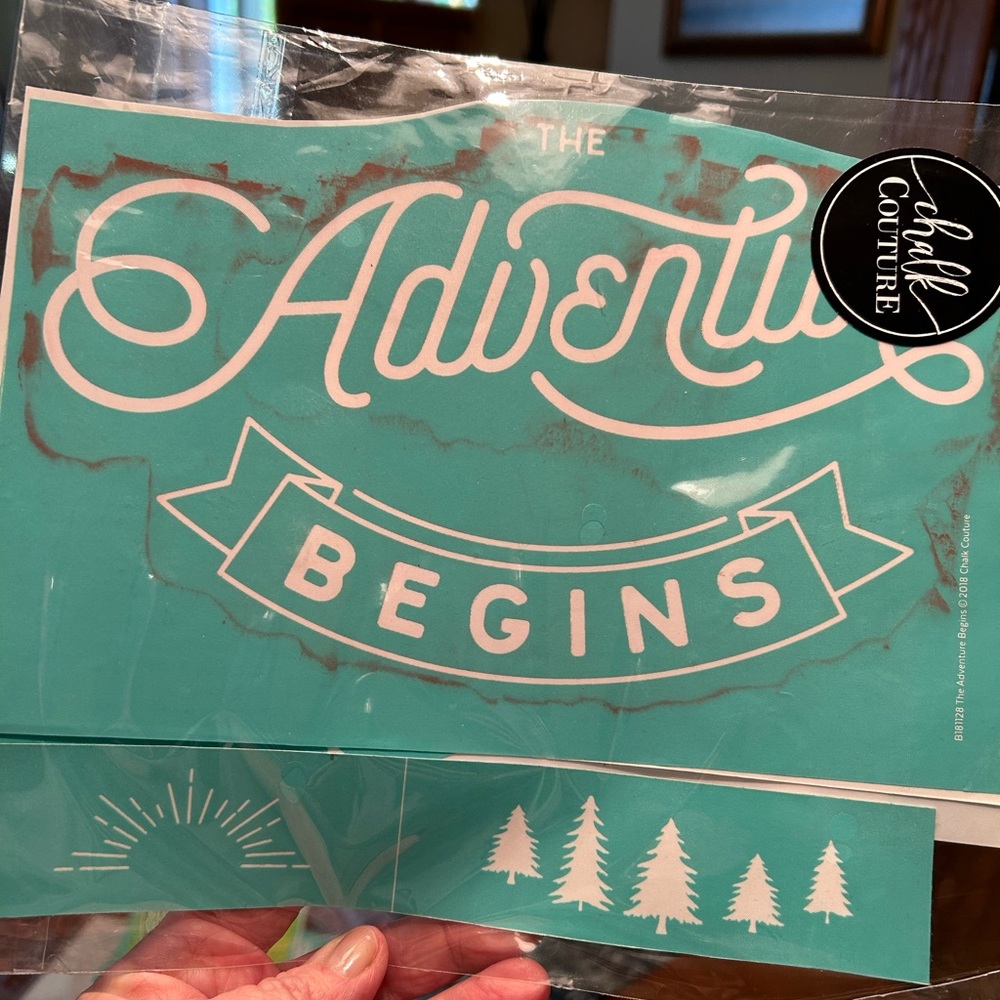 Chalk couture screen, 8 1/2 x 11 “ adventure begins”